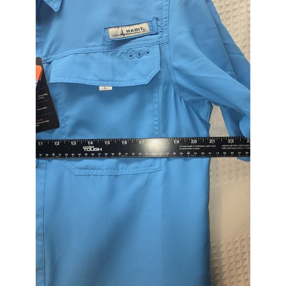Habit Men's UPF 40+ UV Protection Fishing Shirt Size Small Blue - Picture 3 of 9